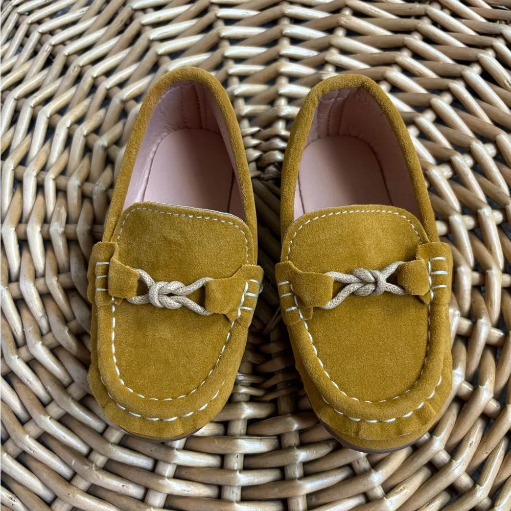 Toddler Yellow Gold Faux Suede Slip On Dress Loafers Size 8